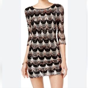 🆕️ Crystal Doll Black & Gold Sequin Bodycon Mini Dress JUNIORS SIZE: L